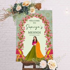 Welcome Sign Mehndi Sign Desi Welcome to Mehendi Sign Henna Party Welcome Sign Indian Wedding Decor Mehendi Board Henna Poster Desi Wedding