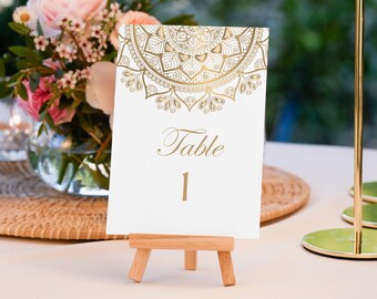 Table Number Gold Printable Table Number Template Indian Wedding Seating Mandala Decor Table Sign Desi Wedding