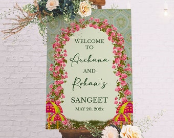 Segno di benvenuto Sangeet Segno Jaggo Segno di matrimonio indiano Segno di Sangeet Party Poster Segno di Garba Segno di matrimonio Desi Benvenuto a Sangeet Board Segno Mehndi