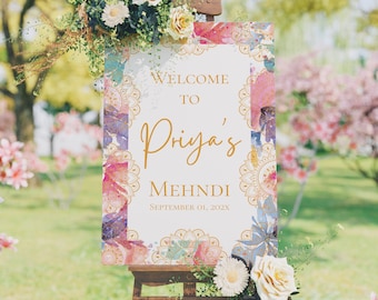 Welcome Sign Indian Wedding Mehndi Sign Desi Welcome to Sangeet Sign Henna Party Welcome Sign Indian Wedding Decor Mehendi Board Jaggo Sign