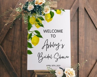 Bridal Shower Welcome Sign | Lemon Theme | Citrus Welcome Sign | Editable | Printable | Instant Download | 24&quot;x36&quot; | 18&quot;x24&quot;