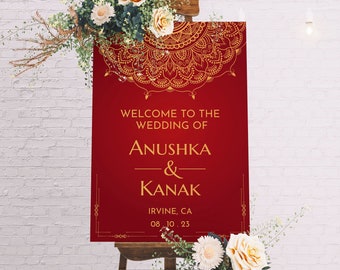 Welkomstbord Indian Wedding Welkomstbord Sangeet Desi Wedding Decor Receptie Welkomstbord Desi Wedding Sign Sangeet Sign Hindu Wedding Sign