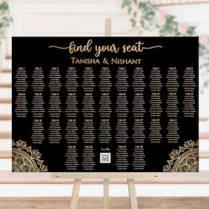 Wedding Seating Chart Desi Wedding Seating Plan Template QR Code Table Seating Plan Gold Table Plan