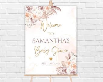 Baby Shower Welcome Sign Boho Baby Shower Welcome Poster Floral Welcome Baby Shower Baby Shower Board Girl Digital Baby Shower Decor