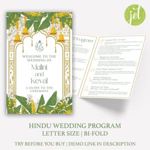 Hindu Wedding Program Indian Wedding Program for Desi Wedding Printable Indian Wedding Decor Hindu Wedding Rituals South Indian Wedding