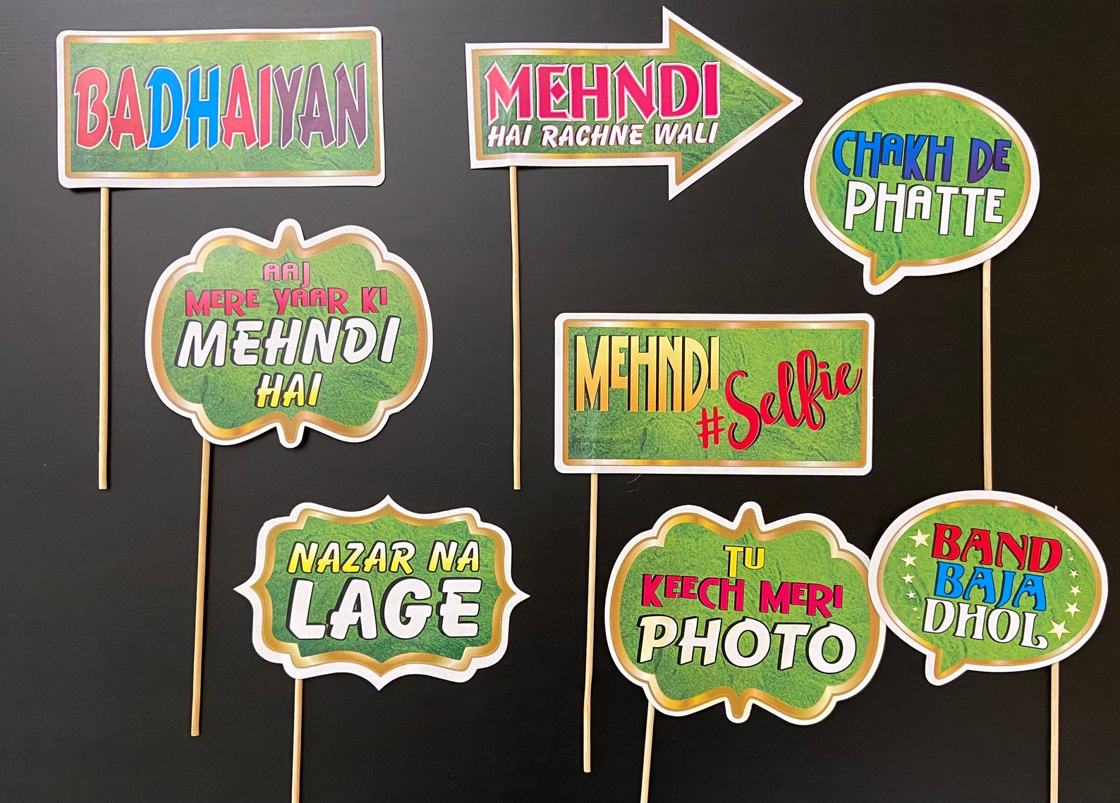 Hande Prop Haldi and Mehndi Prop Signs Mehndi Decor Desi Wedding Props Haldi ...