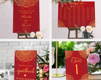 Wedding Sign Bundle Indian Wedding Seating Chart Indian Theme Table Plan Wedding Welcome Sign for Desi Wedding Guest Seating Sign