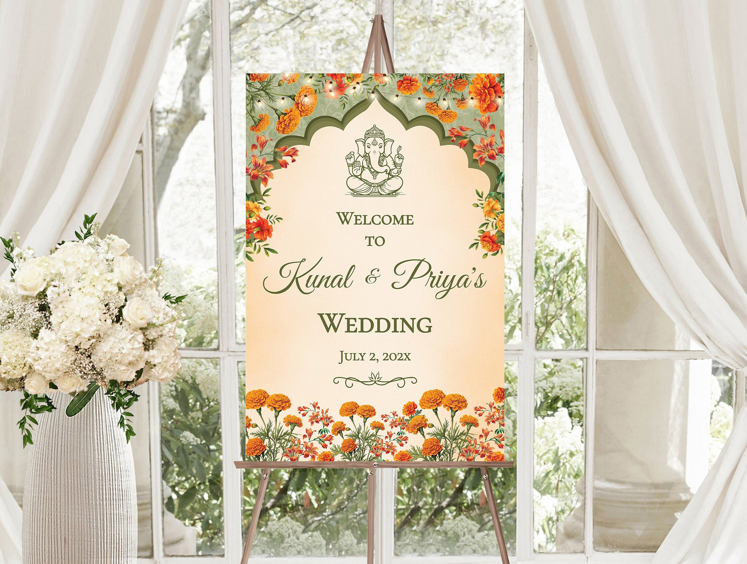 Indiase bruiloft welkomstbord Grah Shanti welkomstbord Desi bruiloft decor Indiase welkomstposter bruiloft bord Ganesh Puja welkomstbord