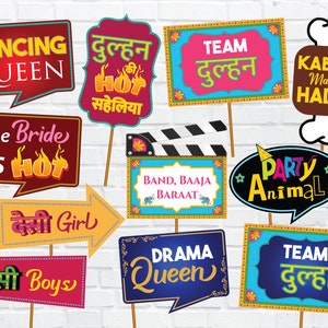 Indian Photo Props Desi Wedding Props Party Signs for Indian Wedding Sangeet Haldi Mehndi Props Print your own DIY PRINT and USE
