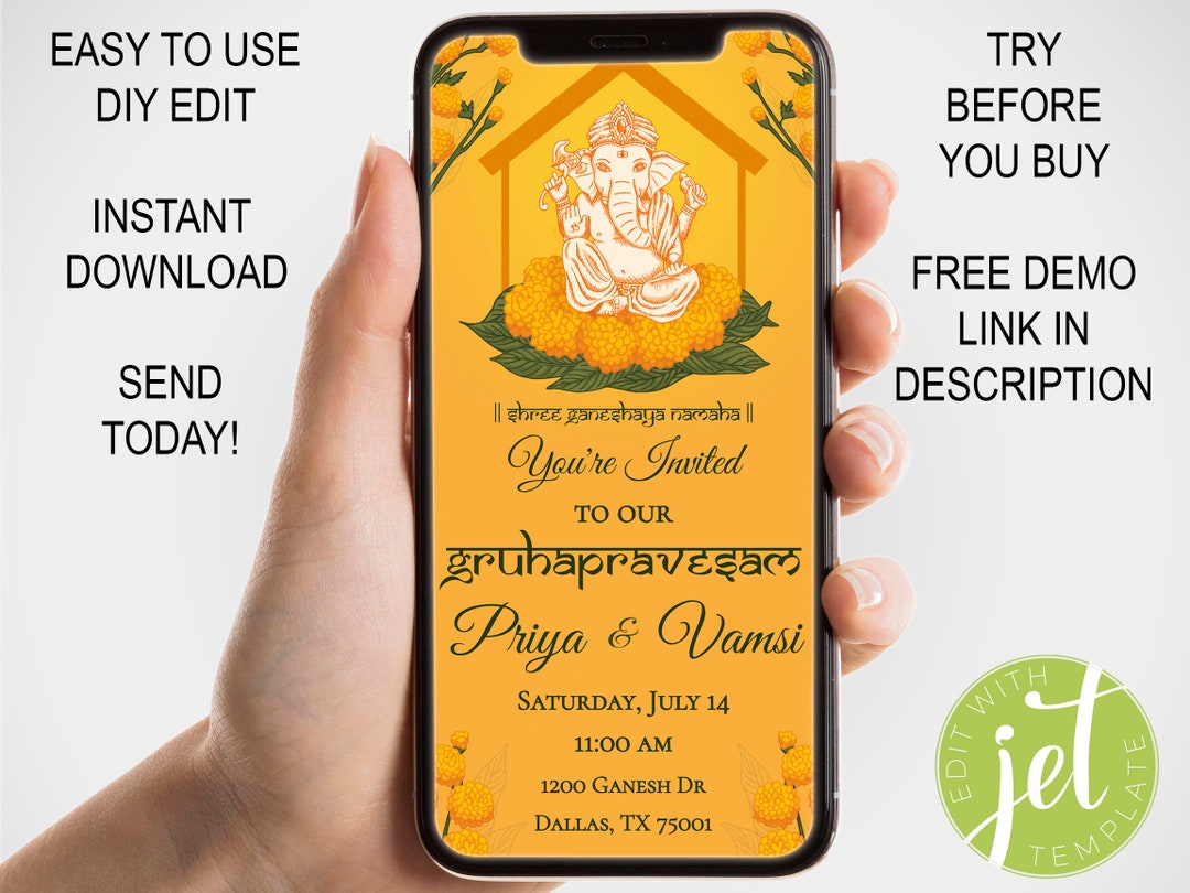 Gruhapravesam Invite Indian Housewarming Ceremony Invitation Griha ...