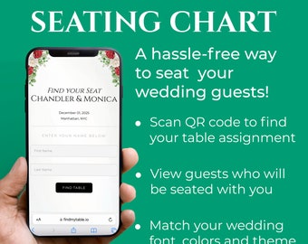 QR Code Wedding Seating Chart Scan QR Code to Find your Seat Digital Seating Chart Find your Seat Save Time on Seating Chart Digi Seat Plan