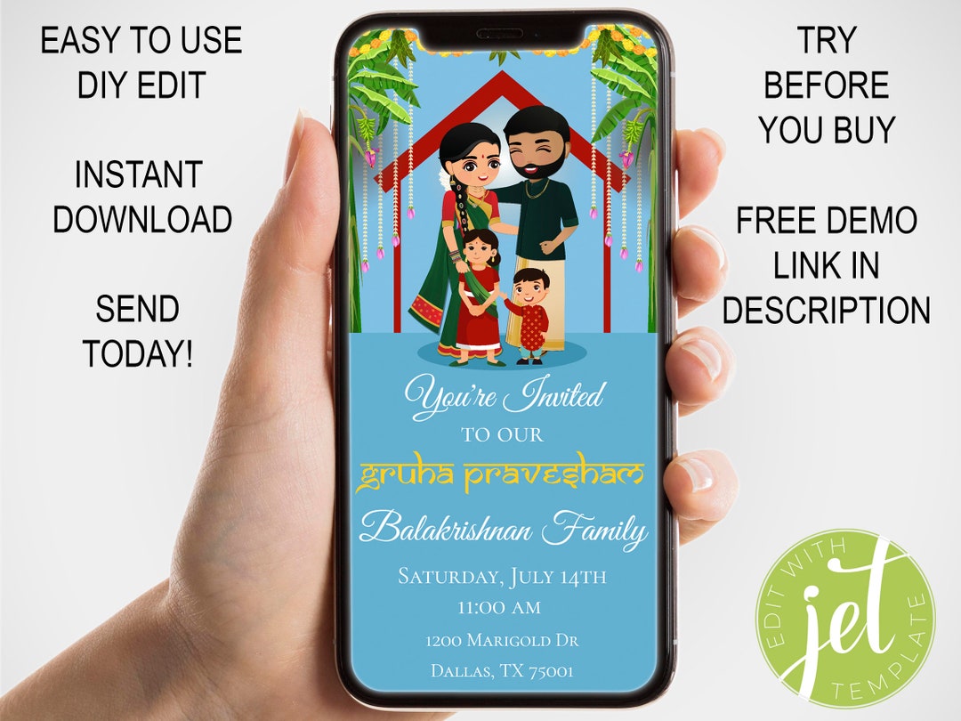 Gruhapravesam Invite Indian Housewarming Gruhapravesh Ceremony ...