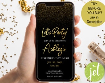 21st Birthday Phone Party Invitation | Text and WhatsApp Birthday Invite | Digital Phone Invitation | Any Age Birthday Invite