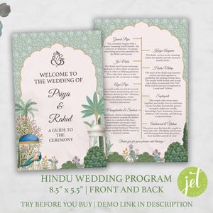 Hindu Wedding Program Indian Wedding Program for Desi Wedding Indian Wedding Decor Hindu Wedding Rituals Desi Wedding Order of Ceremony