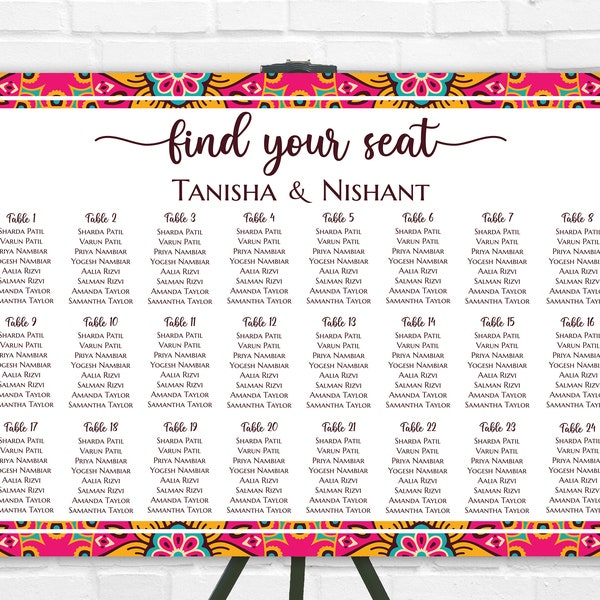 Seating Chart Wedding Seating Chart Indian Wedding Decor Indian Table Seating Plan Desi Wedding Decor Desi Table Sign Seating Poster