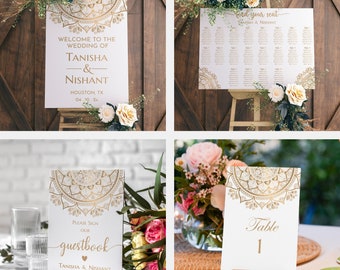 Indian Wedding Sign Bundle Indian Wedding Seating Chart Indian Theme Table Plan Wedding Welcome Sign for Indian Wedding Guest Seating Sign