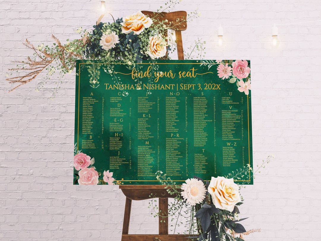 Wedding Seating Chart Alphabetical Seating Template Wedding Seating ...