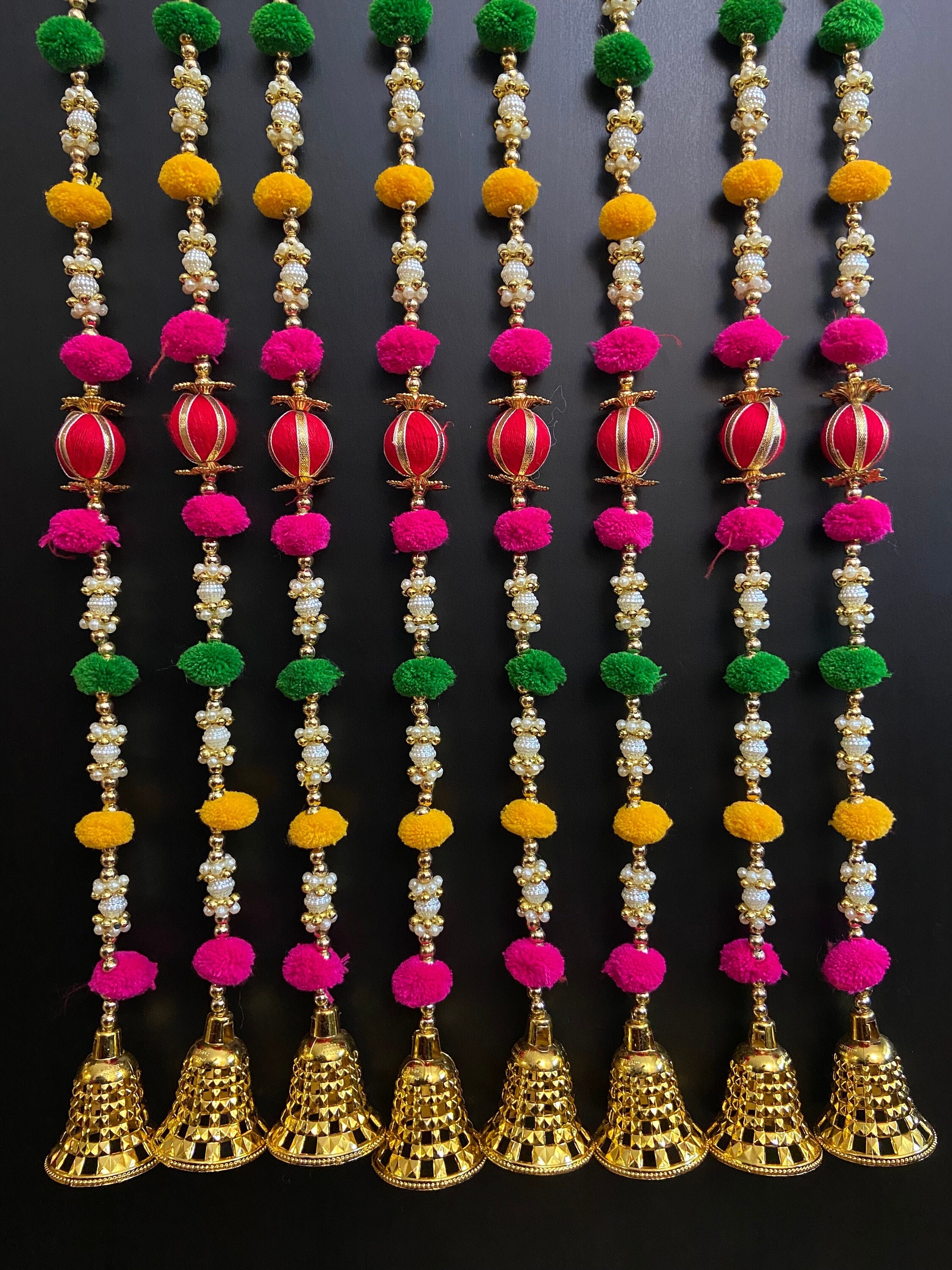 Indian Door Hanging Decoration Gold Bells Gruhapravesam Desi Wedding ...