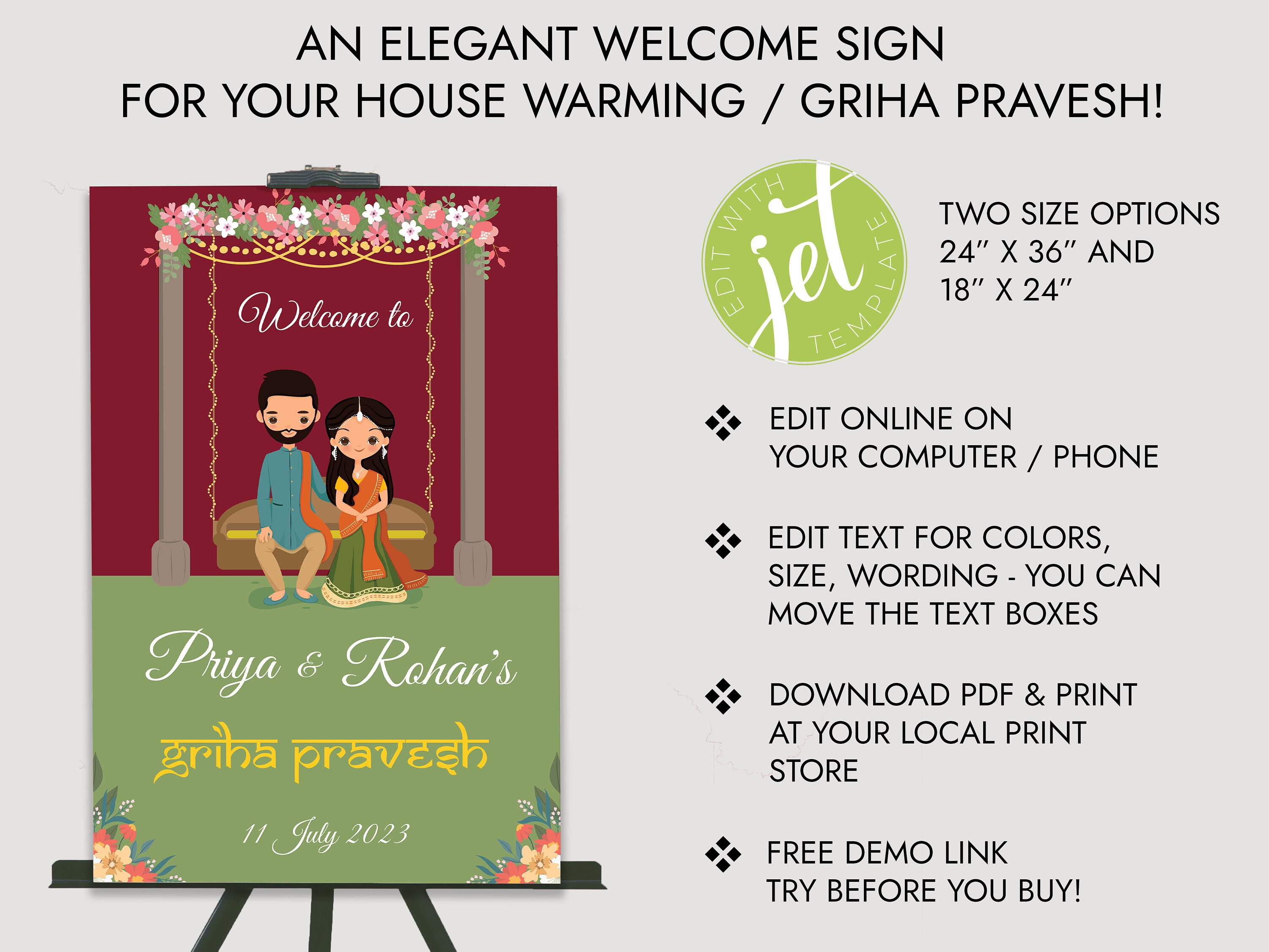 Housewarming Sign Gruhapravesam Board Housewarming Sign