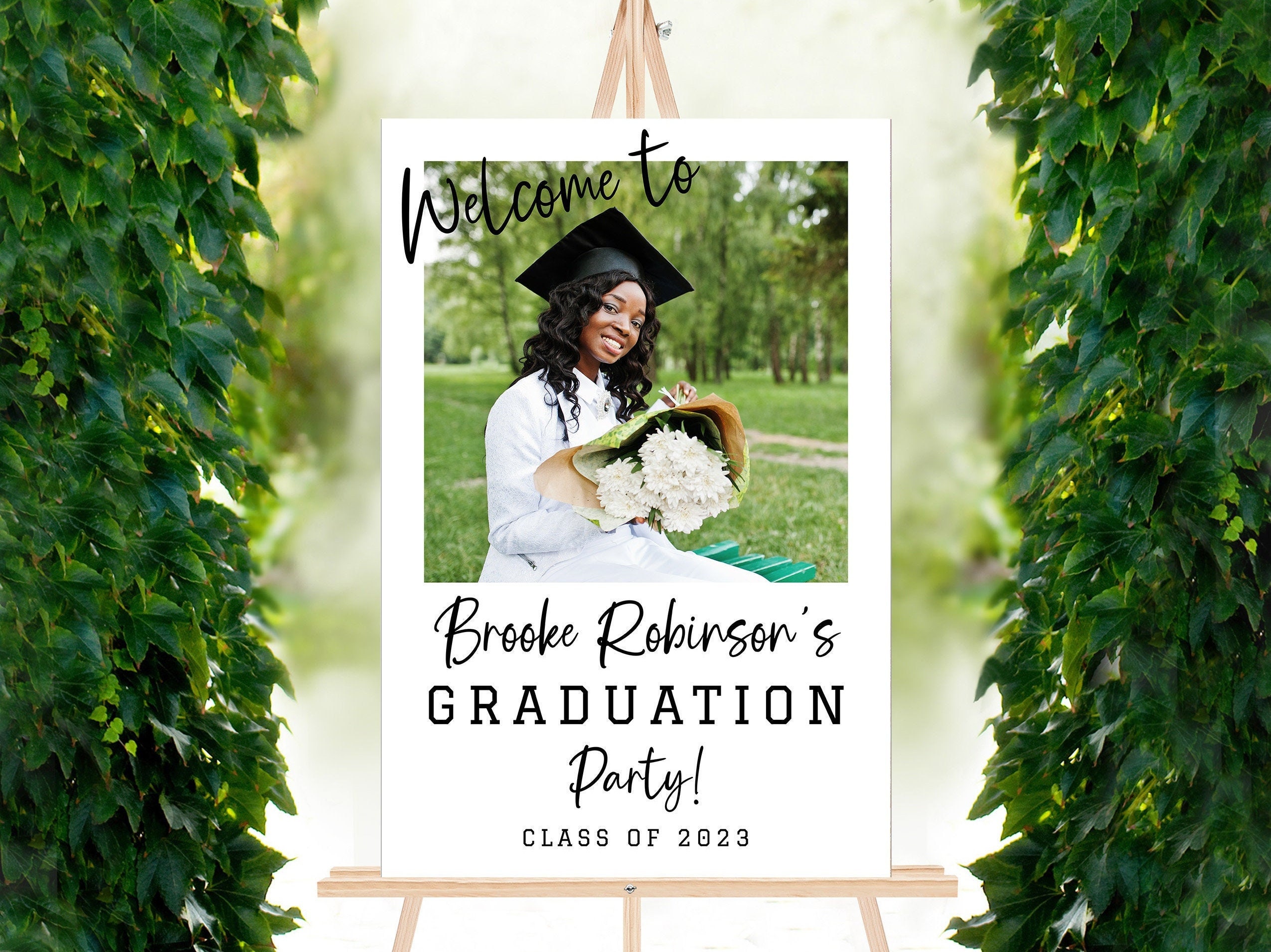 Grad Signs Inside Graduation Welcome Sign Grad Party Sign With Photo Sign for Graduation ...