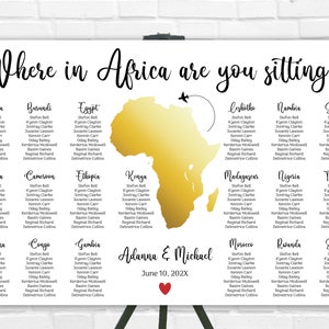 Seating Chart Template African Theme Wedding Seating Chart Wedding Decor Where in Africa Map Seating Plan by African Countries