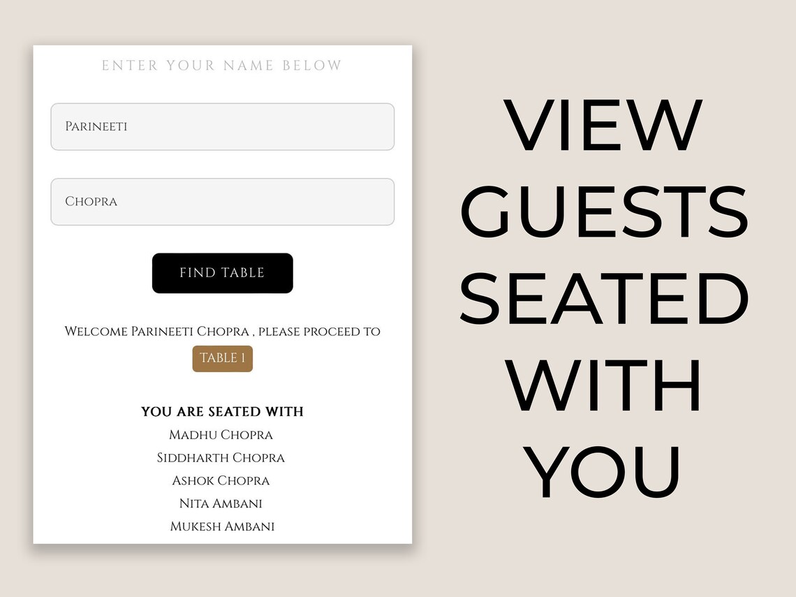 Seating Chart Digital Scan QR Code to Find Your Seat Digital QR Chart ...