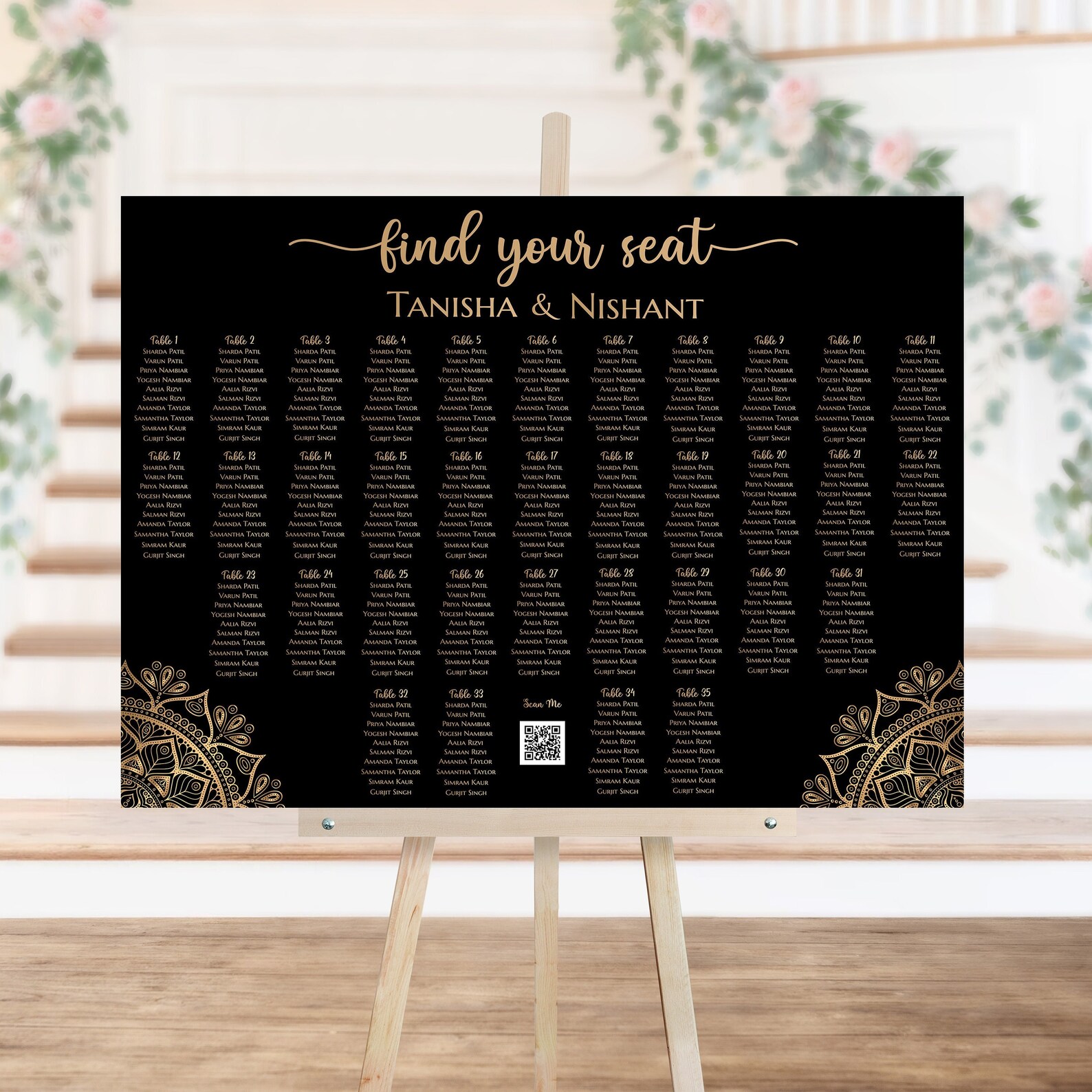 Wedding Seating Chart Desi Wedding Seating Plan Template QR Code Table