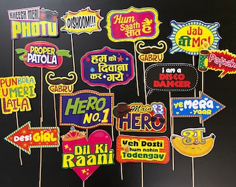 Bollywood Prop Signs Bollywood Party Decor Desi Photo Booth Props Bollywood Party Decor Indian Wedding Props READY TO USE