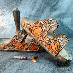 Custom tooled online leather birkenstocks