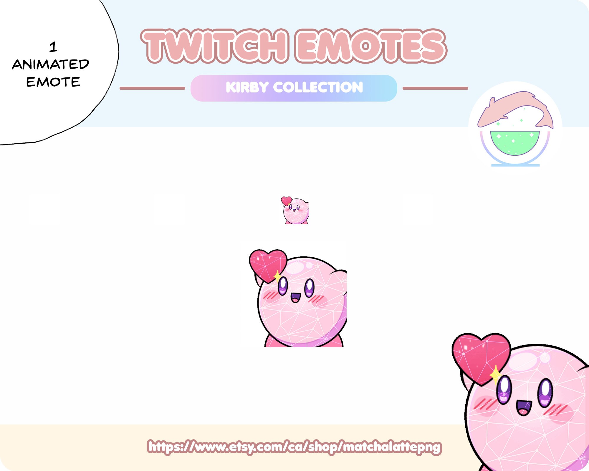 Animated Kirby Blowing Kiss Love Heart Valentine's Day Etsy