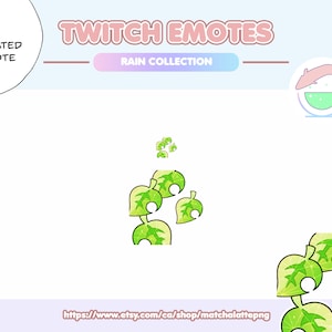 Animerad lövregndroppe Animal Crossing New Horizons söt kawaii-emote | Färdiggjord | Twitch, Discord, YouTube