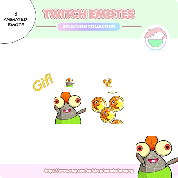 Animated Splatoon Salmon Run Wiggle Smallfry Golden Egg Excited Cute Kawaii Bundle Emote | Premade | Twitch, Discord, YouTube