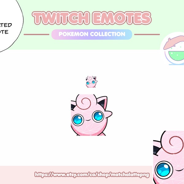 Animated Wiggle Pokemon Jigglypuff Rondoudou Dance Excited Cute Kawaii Emote | Premade | Twitch, Discord, YouTube