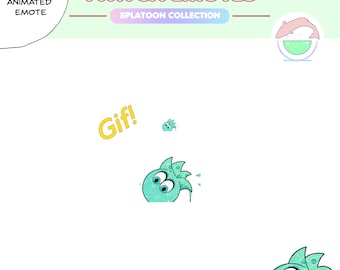 May include: Animated Twitch emote featuring a blue and green creature with a crown and a single eye. The creature is in a splattered, messy state. The text "Gif!" is written in yellow.