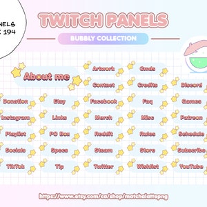 31x Twitch Bubbly Cute Stars Kawaii Estetica Pastel Gradient Panels / Premade / Twitch, Streamer