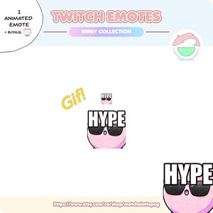 Animated Kirby Hype Excited Cool Sunglasses Emote | Premade | Twitch, Discord, YouTube
