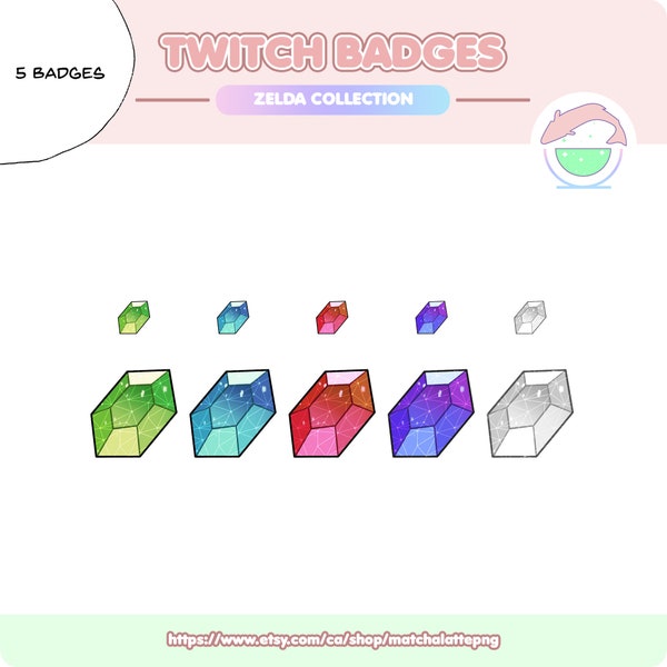 Rupees Legend of Zelda Cute Colorful Sub/Bit Badges | Premade | Twitch