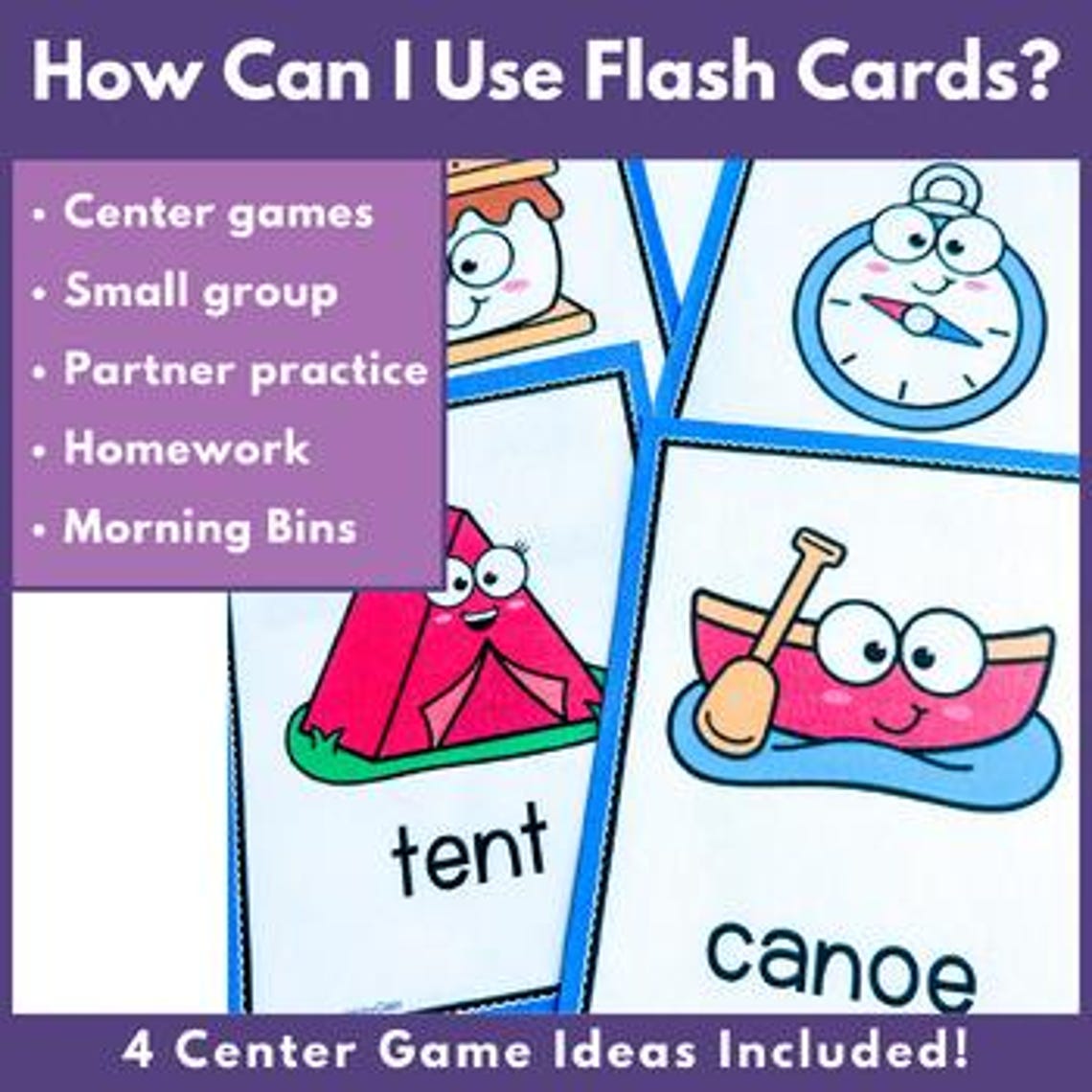 Camping Flash Cards With Pictures- Camp Picture Flashcards - Etsy