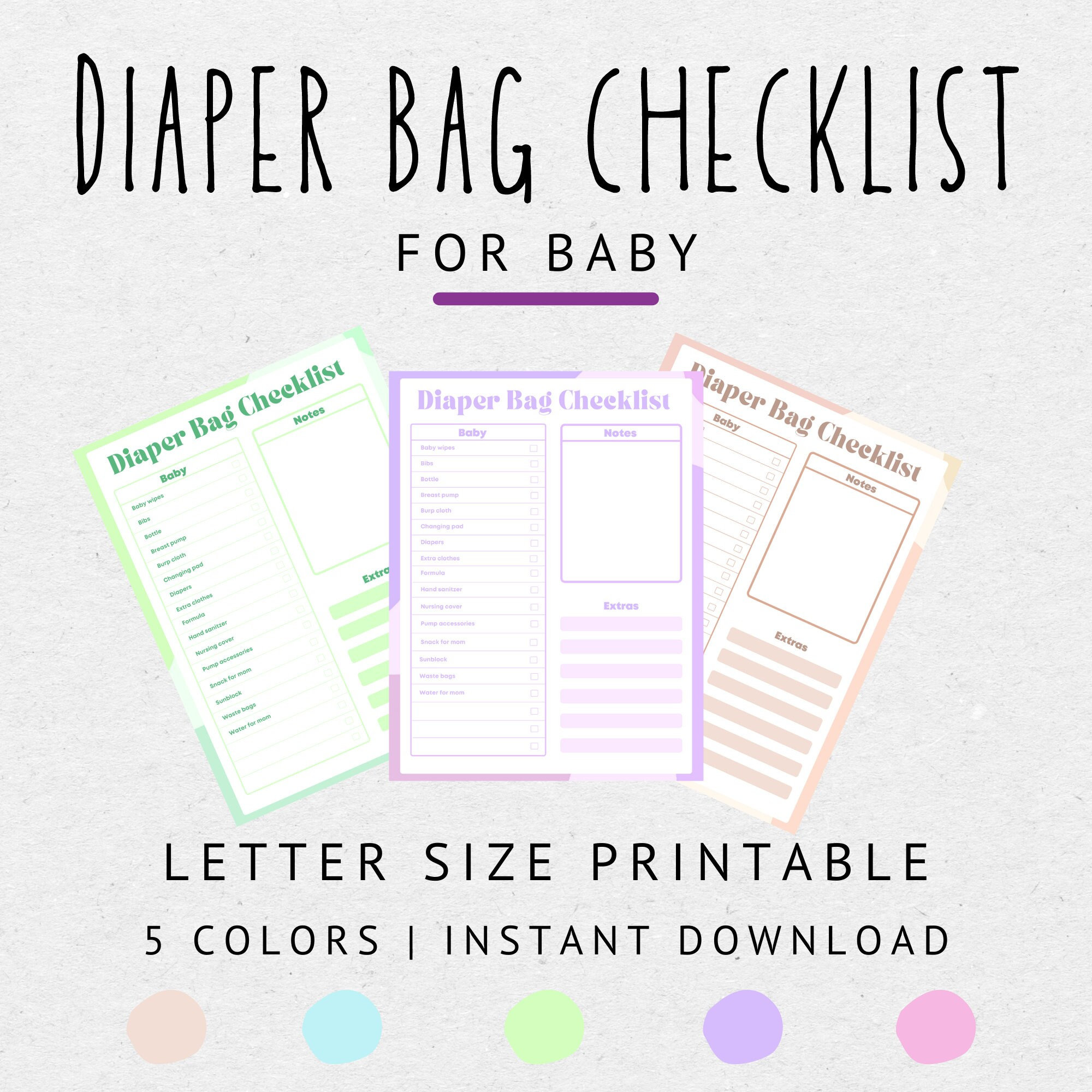 Diaper Bag Checklist for Baby Baby Essentials Checklist Etsy