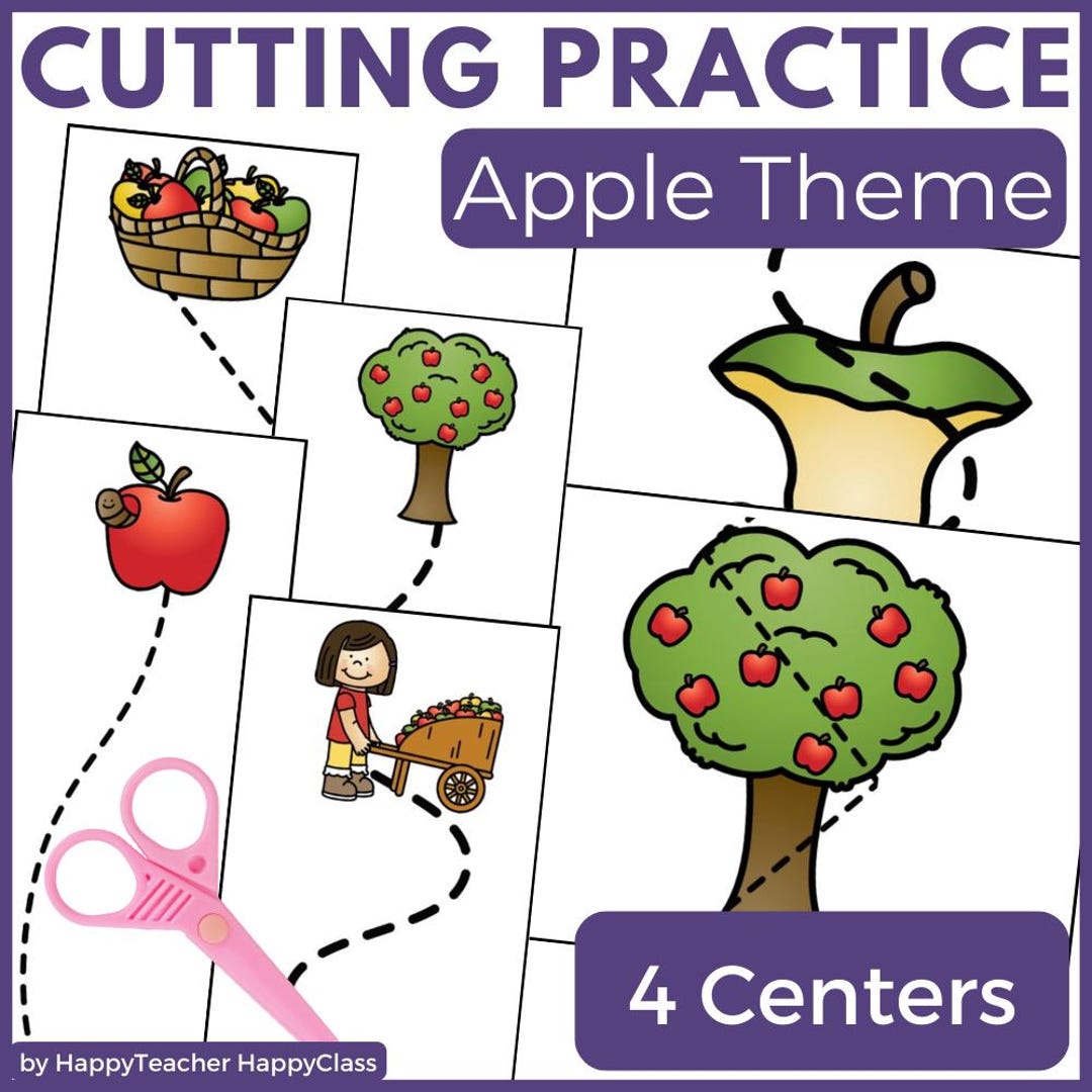Apple Cutting Practice for Scissor Skills in Preschool Cutting Center ...