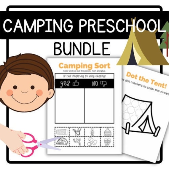 camping preschool bundle printable worksheets preschool etsy
