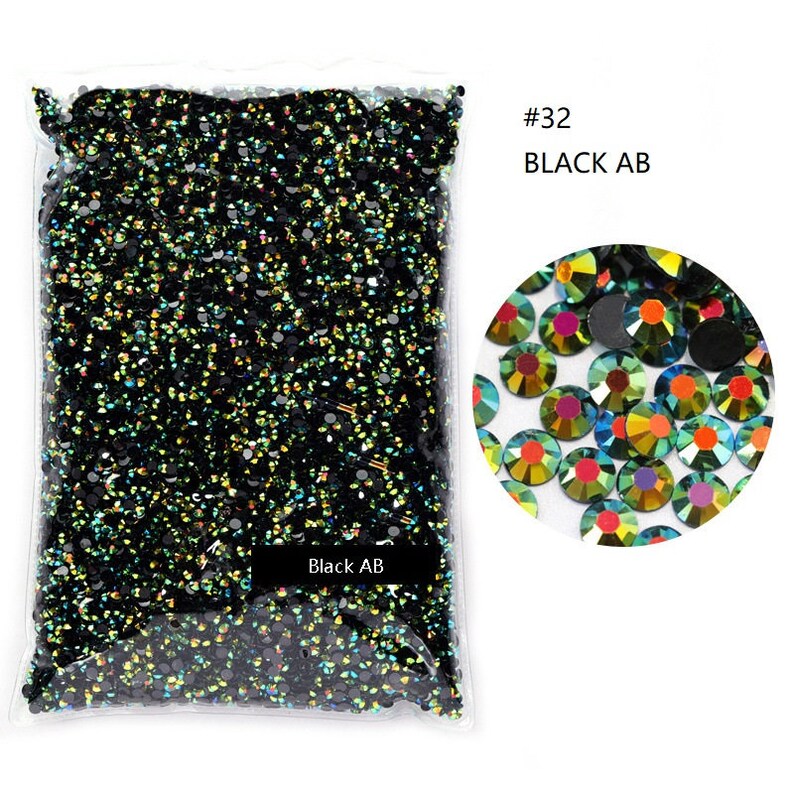 50000pcs Black AB Rhinestones Iridescent Nonhot Fix Resin Jelly ...