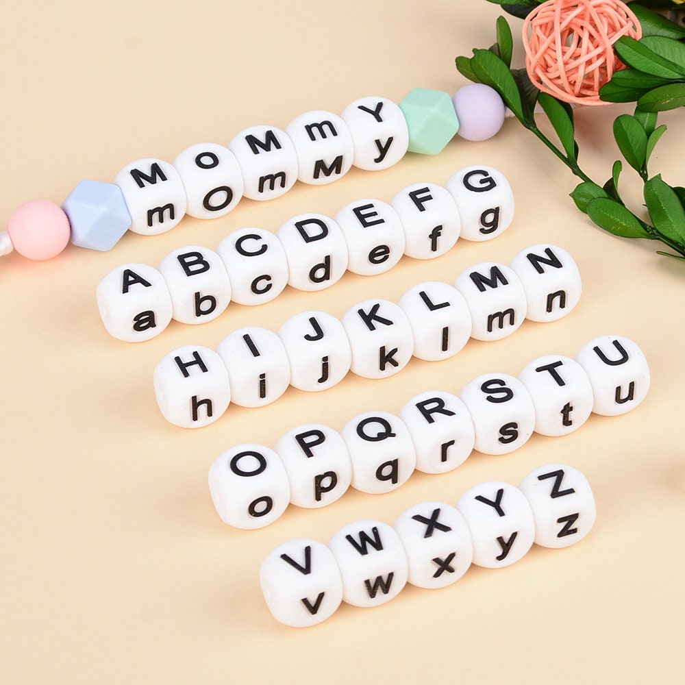 Silicone Alphabet 26 Letter Beads 12mm 78pc Mix Color Letter Silicone Loose  Beads for DIY Necklace Bracelet