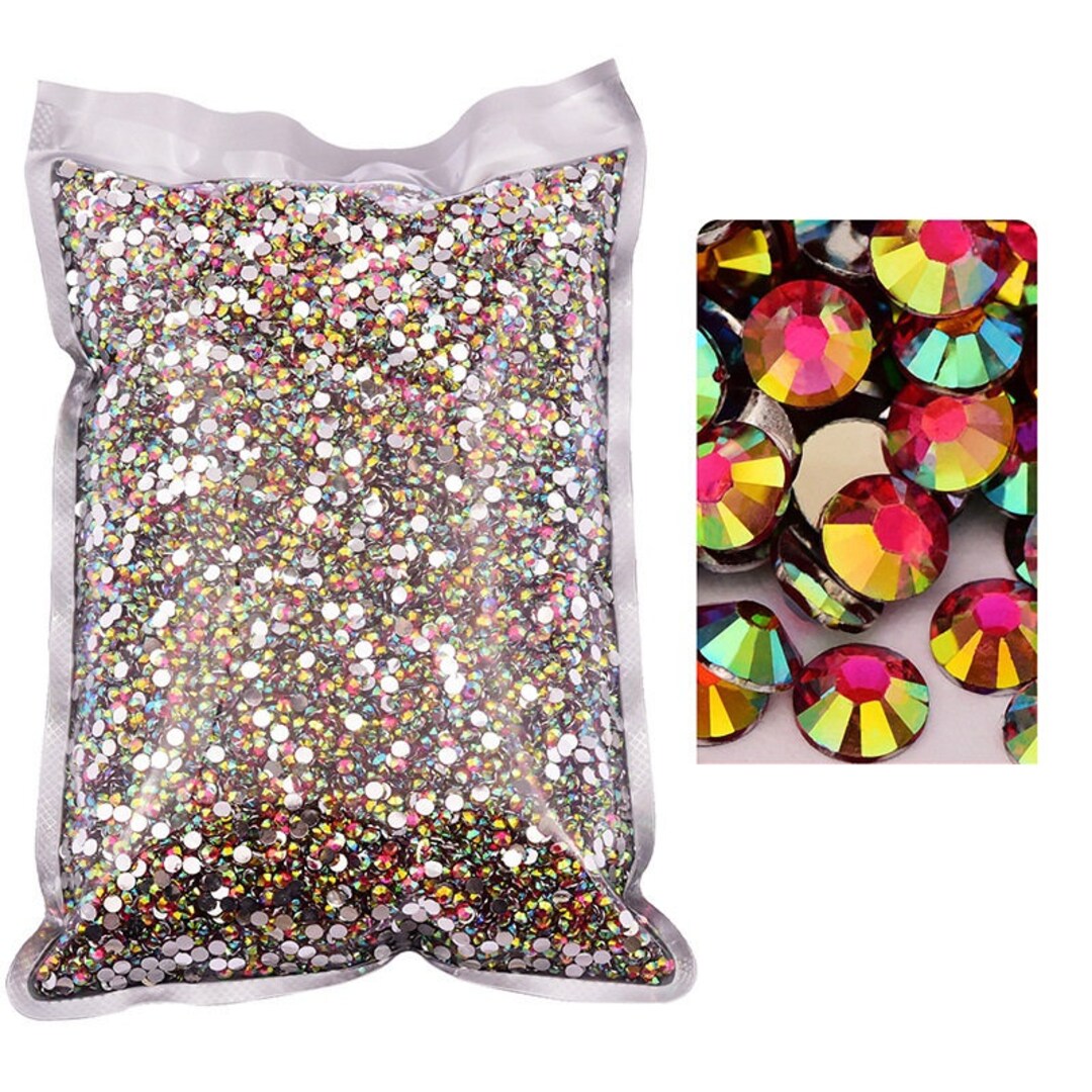 50000pcs Dark Rose AB Rhinestones Silver Base Iridescent Nonhot Fix ...