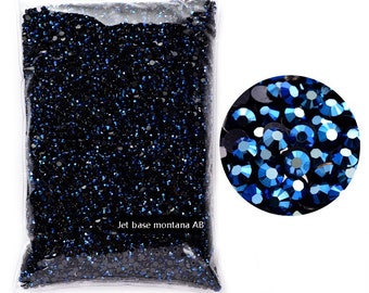 50000 Stück MOTANA AB Strasssteine Jet Schwarz Basis Irisierende NonHot fix Harz Jelly Strasssteine 2mm 3mm 4mm 5mm 6mm Für Becher