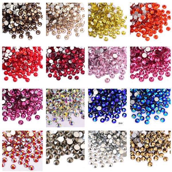 1440pcs Rhinestones Glass Non-Hotfix 2 3 4 5 6 mm Bling Embellishments Tumblers Nails SS6 SS10 SS16 SS20 SS30 Bulk Wholesale (#20-37)