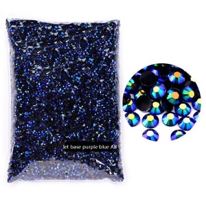 50000pcs Purple Blue AB Rhinestones Jet Black Base Iridescent NonHot fix Resin Jelly Rhinestones 2mm 3mm 4mm 5mm 6mm For Tumblers