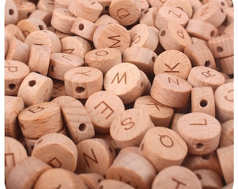 15MM Wood Bead Round Flat Bulk Alphabet Letter Beads | CRAFT SUPPLY | Wooden beads Mix For Keychain jewelry lanyard