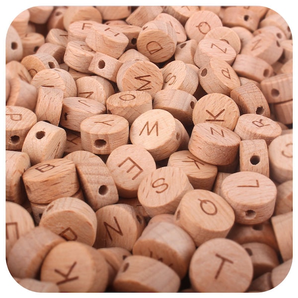 15MM Wood Bead Round Flat Bulk Alphabet Letter Beads | CRAFT SUPPLY | Wooden beads Mix For Keychain jewelry lanyard