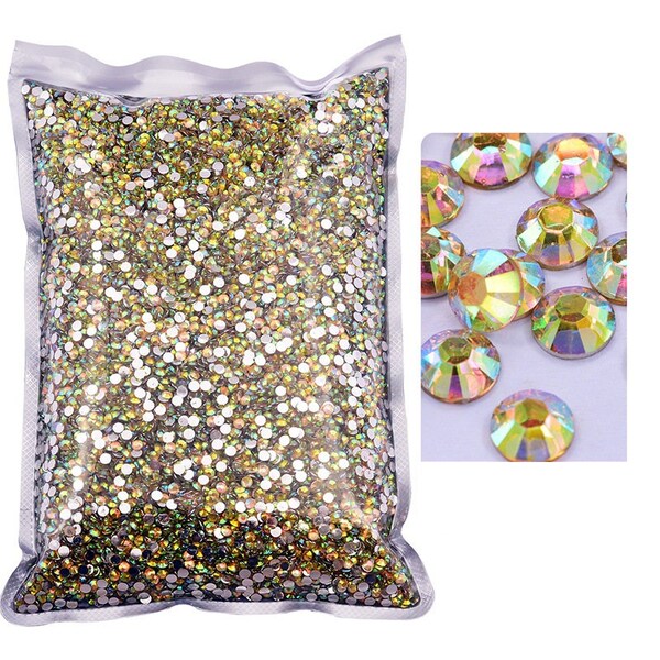 50000pcs LIGHT TOPAZ AB Rhinestones Silver Base Iridescent NonHot fix Resin Jelly Rhinestones 2mm 3mm 4mm 5mm 6mm For Tumblers